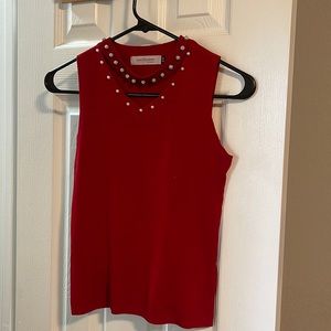 Red cropped dressy casual top